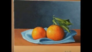 pintura al óleo tutorial cómo pintar una naturaleza muerta con naranjas [upl. by Rickart]