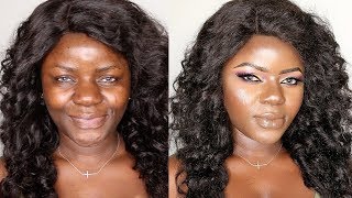 Full Face Makeup Transformation For Dark Skin Using Skinkissed Facial Serum  Dilias Empire [upl. by Bitthia202]