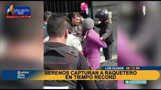 En tiempo récord intervienen raquetero que arrebató celular a mujer en un paradero de Los Olivos [upl. by Mumford]