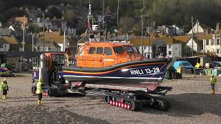 Hastings RNLI Lifeboat Launch 17 April 2024 [upl. by Lotz]