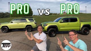 We Debate the Best Lime 2022 4Runner TRD Pro or 2022 Tacoma TRD Pro [upl. by Ayotahc837]