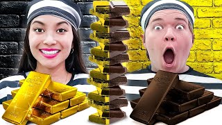 RICH VS BROKE FOOD CHALLENGE  EATING ONLY 1 FANCY OR POOR FOOD IN 24 HOURS BY SWEEDEE [upl. by Doone]