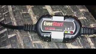 testing the Everstart 1 Amp battery charger sold at Walmart cheap 15 [upl. by Nilyaj552]