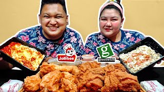 JOLLIBEE amp GREENWICH CHICKEN BUCKET MUKBANG [upl. by Marashio]