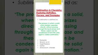 SUBLIMATION IN CHEMISTRY EXPLORING DEFINITION PROCESS AND EXAMPLES chemistry sublimation [upl. by Espy]