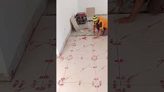 Amazing Design Tile Fitting Proces Large format tile installation  24x24 stile amir ali tile master [upl. by Ahsillek]