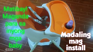 High Chair review at installation para sa aming 6 months baby [upl. by Enialedam234]