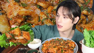 SUB매콤달콤 제육볶음 먹방 Stirfried pork MUKBANG ASMR [upl. by Neela439]