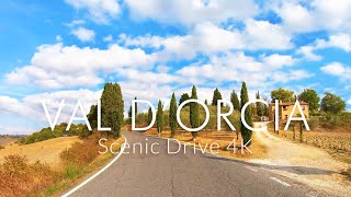 Val dOrcia scenic drive in Tuscany Italy  4K UHD [upl. by Cyler]