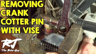 How To Remove Stuck Crank Cotter Pin With A Vise On Vintage Bike [upl. by Nlocnil]