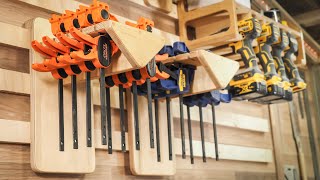 Building a French Cleat Clamps Holder Plywood Tool Rack  Woodworking  Shop Organization  ASMR [upl. by Ferna273]