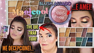 TESTANDO LANÇAMENTOS RUBY ROSE  PALETA DE SOMBRAS MAGICOOL E FEELS MOOD MARBLE BLUSH CINTILANTE [upl. by Ausoj]