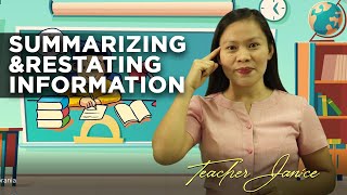 SUMMARIZING AND RESTATING INFORMATION SHARED BY OTHERS English 3Quarter 1 Competency 14 [upl. by Lydnek]