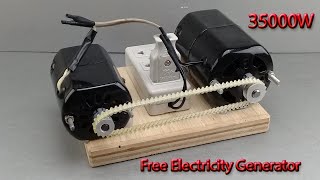 I Make 220V 35000W Free Generator With Two Sewing Machine Motor [upl. by Eiramait]