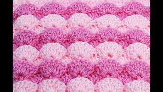 COMO HACER PUNTO DE ABANICOS EN RELIEVE A CROCHET MUY FACIL crochet ganchillo [upl. by Akimat]