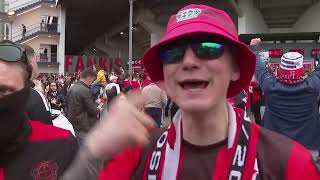 Leverkusen fans celebrate maiden Bundesliga title [upl. by Winifield]