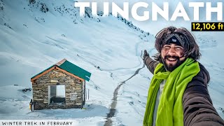 TUNGNATH  Trek to Worlds Highest Shiva Temple 12000ft  Winter Trek in February  Snowfall [upl. by Aicinod]