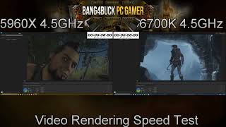 Intel i7 5960X VS 6700K 45GHz Video Rendering Test [upl. by Idisahc942]