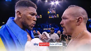 Anthony Joshua confronts Oleksandr Usyk after defeat amp throws belts out of the ring [upl. by Inohs]