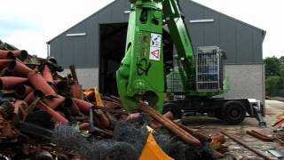 SENNEBOGEN  Scrap Handling Material Handler 830 with Vario Tool and cabin protective grid Belgium [upl. by Elleirb]