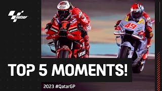 Top 5 MotoGP™ Moments 🌃  2023 QatarGP [upl. by Anivahs]