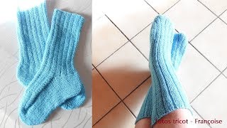 Tuto tricot Chaussons Chaussettes Adulte 3740 amp 4144 facile 2 aiguilles  Tuto Chaussettes Adulte [upl. by Barimah]