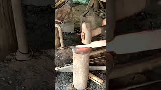 Making a curved knife from rusty bearing shorts short shortsvideo shortvideo diy how [upl. by Ivatts]