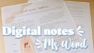 DIGITAL NOTETAKING USING MSWORD I How to make aesthetic notes in Microsoft word [upl. by Gable290]