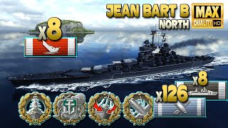 Battleship Jean Bart B 8 ships destroyed on map North  World of Warships [upl. by Niveg]