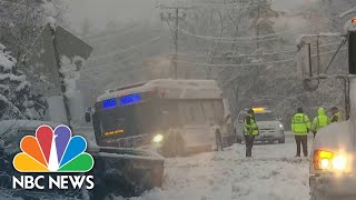 Nor’easter pummels East Coast with winter weather California hit with flood alerts [upl. by Aliekat394]