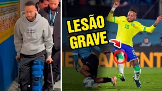 NEYMAR SOFRE LESÃO GRAVE no jogo entre BRASIL x URUGUAI [upl. by Akkeber]