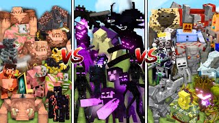 NETHER BOSSES vs END BOSSES vs OVERWORLD BOSSES in Minecraft Mob Battle [upl. by Elsinore]