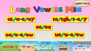 Long Vowels Mix  five videos  Phonics Songs [upl. by Nnylahs]