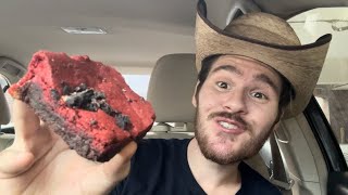 Insomnia Cookie Red Velvet Cookies N Cream Brookie Review [upl. by Edwine]