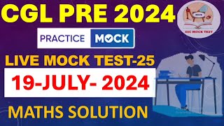 PRACTICE MOCK CGL PRE LIVE MOCK TEST SOLUTION  19 JULY 2024 LIVE MOCK TEST  SSC MOCK TEST [upl. by Ladd]