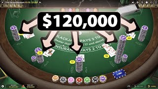 MY CRAZIEST BLACKJACK GAME EVER  120000 BETS PER ROUND [upl. by Eniamrehc]