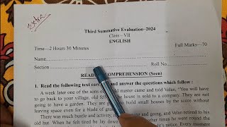 class 7 english 3rd unit test question paper 2024  class 7 english 3rd unit test suggestion 2024 [upl. by Hedvig]