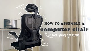 How to Assemble an Office  Computer Chair from ShopeeLazada 🔩step by step tutorial [upl. by Boothman]