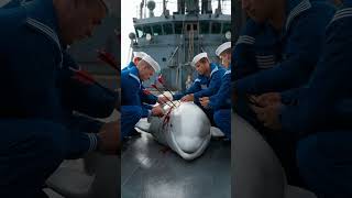 White Dolphins escape danger thanks to a Miracle Ship animalrescue [upl. by Onateyac100]