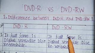 Difference between dvd r and DVD rw in hindidvd r vs DVD rwdvd recordable vs DVD rewriteable [upl. by Stefanie568]