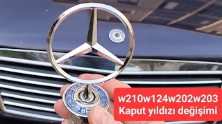 ⭐️2 dakikada w210 w124 w202 w203 kaput yıldızı değişimi⭐️ Mercedes hood emblem replacement 👍👍 [upl. by Aerdnaid576]