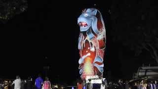 Sentosa Merlion Magic Lights SG50 Special  3D Video Projection Mapping [upl. by Elyrad726]