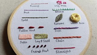 Hand Embroidery for Beginners  14 basic embroidery stitches by Lets Explore [upl. by Annawek267]