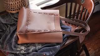 It Has Pockets Beautiful Laced Leather Tote DIY with Pattern [upl. by Phillada512]