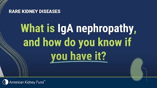 What is IgA nephropathy IgAN  Rare Kidney Disease  American Kidney Fund [upl. by Dihahs198]