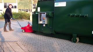 VMove XL 15 kw dumpster mover tug moving Roll Off compactor  xerowasteca [upl. by Michaelina]