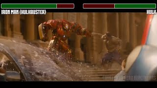 Iron Man in Hulkbuster vs Hulk fight WITH HEALTHBARS  HD  Avengers Age of Ultron [upl. by Lymn761]