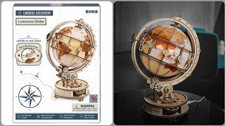 ROKR RoboTime Luminous Globe 3D Wooden Puzzle ST003  Unboxing And Review Robotime [upl. by Tolmach]