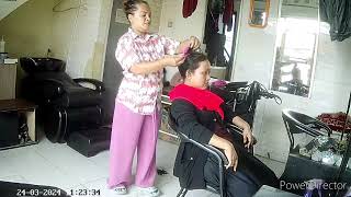 Wanita Hijab Rambut Panjang Ingin Potong Rambut SalonWomen Hijab Long Hair Want to Haircut in Salon [upl. by Ariat100]