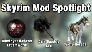 Skyrim Mod Spotlight Amethyst Hollows Dreamworld Dark Daedric Axe Slofs Horses [upl. by Cassie156]